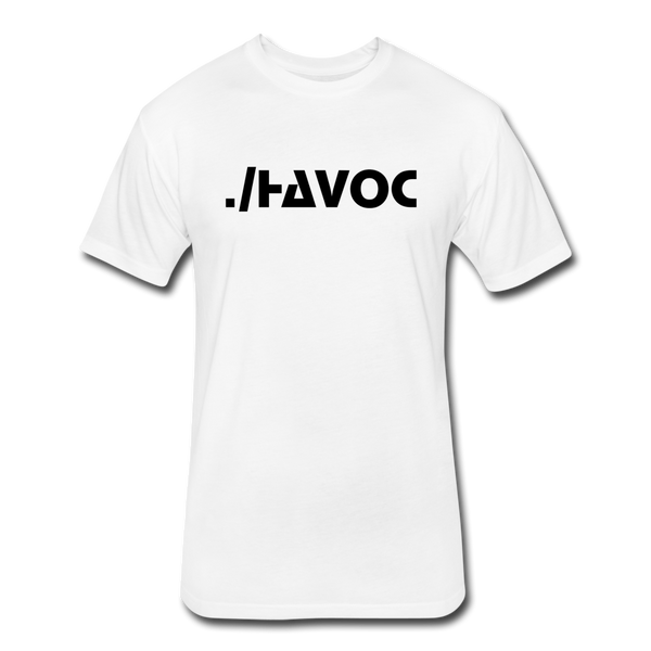 Fitted Cotton/Poly T-Shirt by Next Level Havoc Black Lettering - white